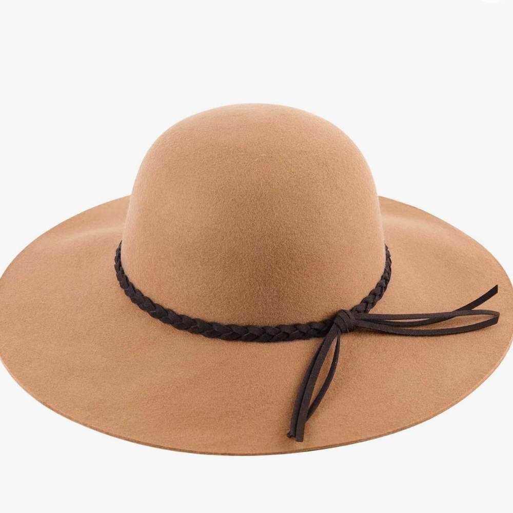 Lanzom Women Lady Retro Wide Brim Large Floppy Panama Hat Belt Wool Fedora Hat